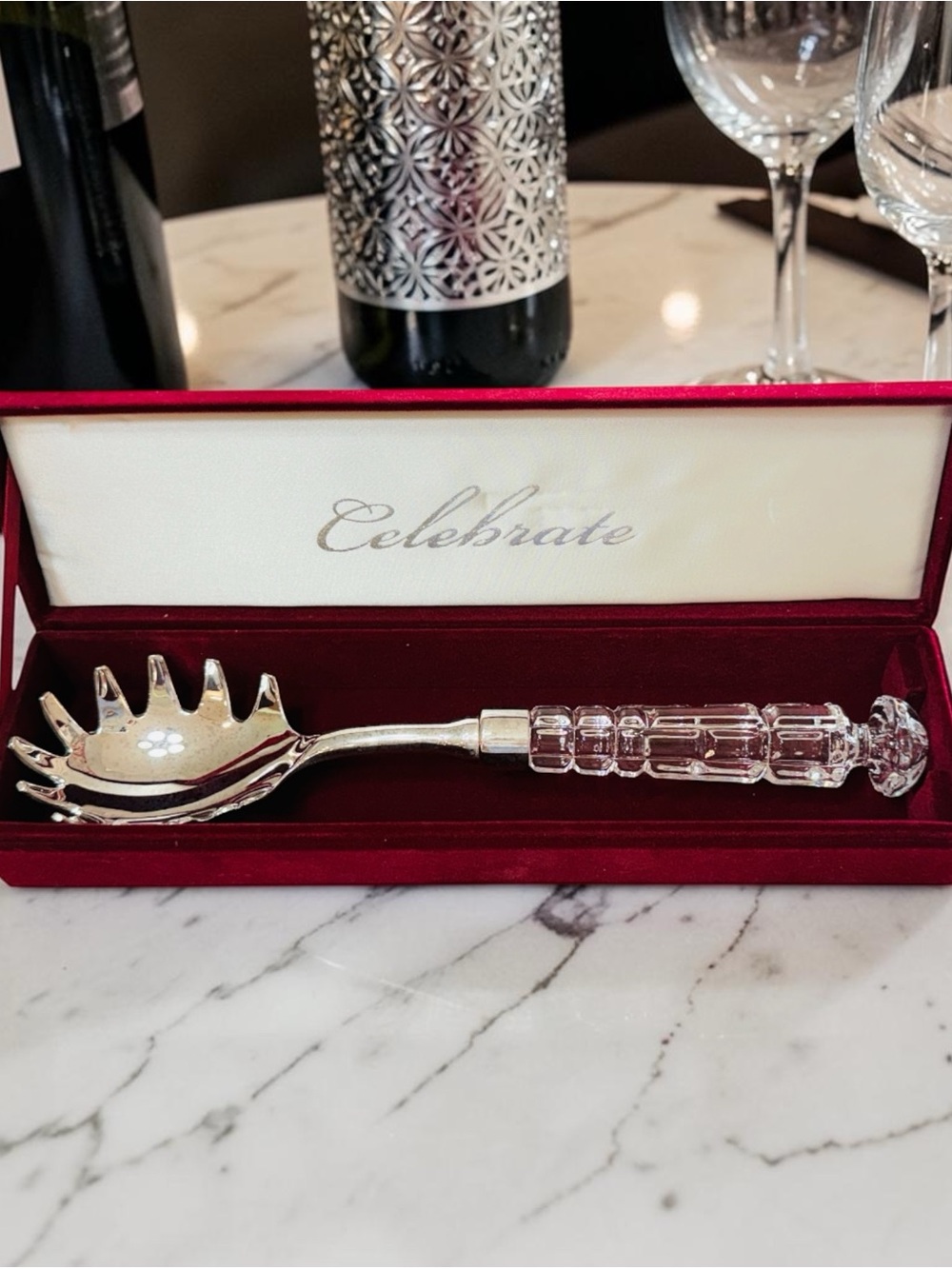 😎3/$20‼️Vintage NIB Crystal Handle Spaghetti Server – Silver Plated - Picture 16 of 17